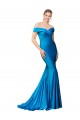 Best Off the Shoulder Long Chapel Train Formal Satin Bridesmaid Dress / Prom Dress UK