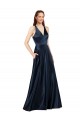 Best Long Formal Satin Bridesmaid Gown with Halter Neckline UK