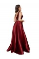 Best Sleeveless Deep V-Neck A-Line Formal Satin Bridesmaid Dress / Prom Dress with Pockets UK