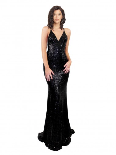 Best Sleek Fishtail Shaped Open Back Formal Sequin Bridesmaid Dress / Prom Dress UK