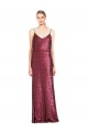 Best High Neck Halter Long Slim Formal Sequin Bridesmaid Dress / Prom Dress with V-Neck and Blouson Bodice UK