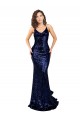 Best Mermaid V-Neck Low Back Long Formal Sequin Bridesmaid Dress / Prom Dress UK