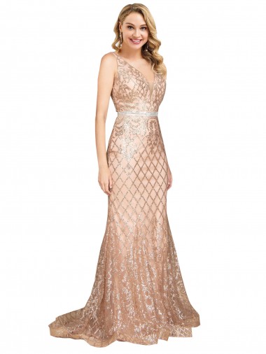 Best Sleek Long Mermaid Formal Sparkling Sequin Bridesmaid Dress / Prom Dress UK