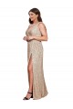 Best Deep V-Neck Sleeveless Sparkling Formal Sequin Bridesmaid Dress / Prom Dress with Draped Cowl Back UK