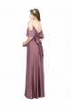 Best Draped Cold Shoulder Sleeves Long Formal Silky Satin Bridesmaid Dress / Prom Dress with Slit and Tie Back UK