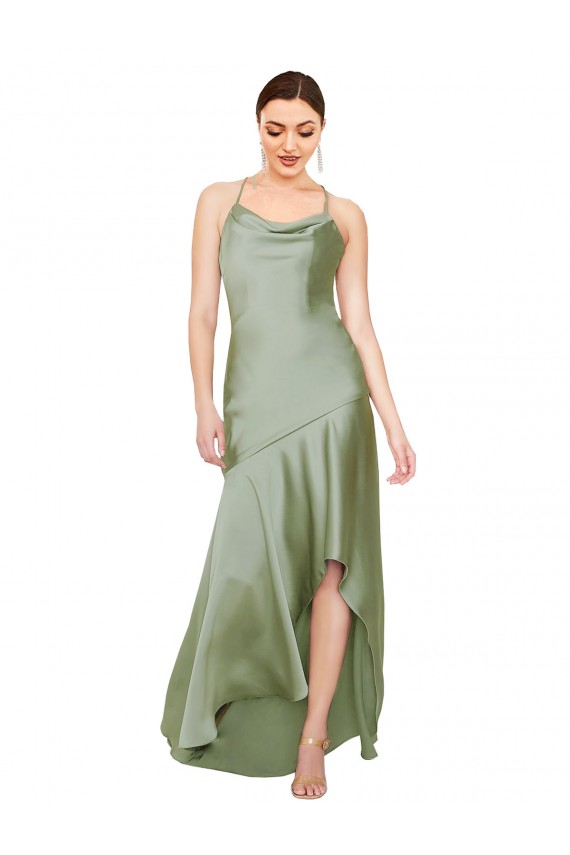 Best Formal Silky Satin Bridesmaid Dress / Prom Dress with Bias Cut Skirt UK