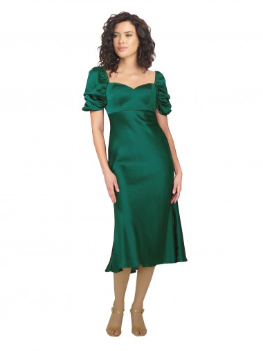 Best Ruched Sleeve Formal Silky Satin Bridesmaid Dress / Prom Dress UK