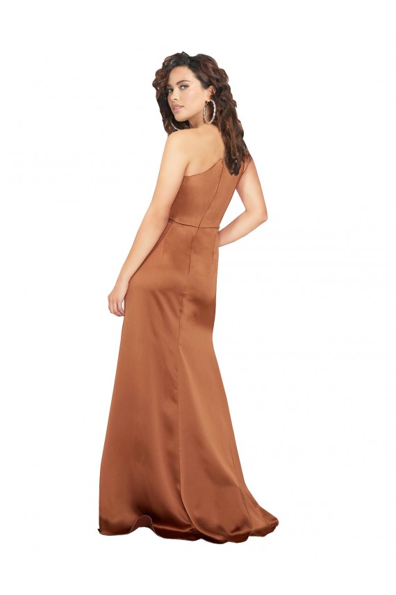 Best One Shoulder Formal Silky Satin Bridesmaid Dress / Prom Dress UK