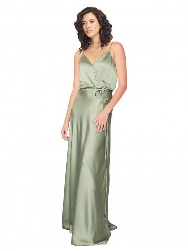 Best Formal Silky Satin Bridesmaid Dress with Tied Waist UK