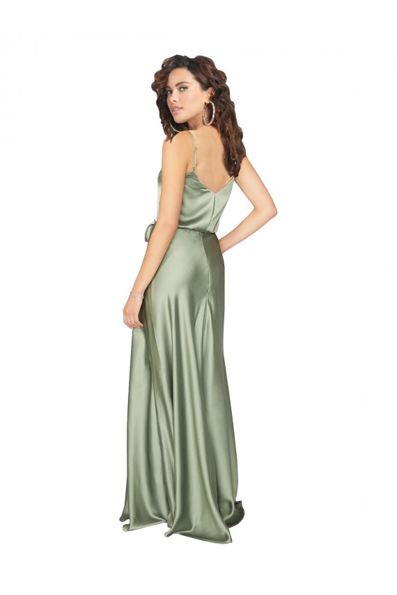 Best Formal Silky Satin Bridesmaid Dress with Tied Waist UK
