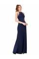 Best High Neck Satin Bridesmaid Dress / Prom Dress with Strappy Back UK