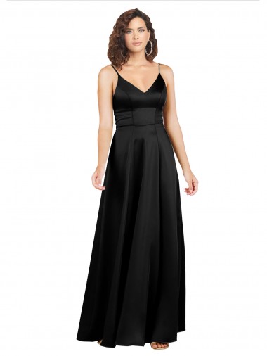 Best Formal Silky Satin Floor-Length Long Bridesmaid Dress / Prom Dress with V-Neckline UK