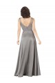 Best Plunging V-Neckline Long A-Line Formal Silky Satin Bridesmaid Dress / Prom Dress UK