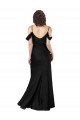 Best Off the Shoulder Sleeves Formal Silky Satin Bridesmaid Dress / Prom Dress with Skirt Slit UK