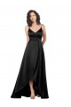 Best High Low V-Neckline Formal Silky Satin Tulip Bridesmaid Dress / Prom Dress with Wrap Skirt UK