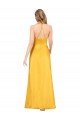 Best Halter A-Line Formal Silky Satin Bridesmaid Dress / Prom Dress with V-Neckline and Slit UK