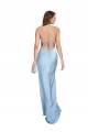 Best Open Back with Ties Cowl Neck Sheath Formal Silky Satin Long Bridessmaid Dress UK
