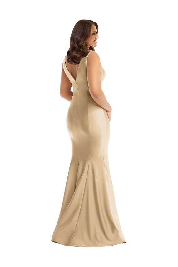 Best Shirred Shoulder Formal Silky Satin Mermaid Bridesmaid Dress / Prom Dress UK