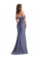 Best Off the Shoulder Corset Formal Silky Satin Mermaid Bridesmaid Dress / Prom Dress with Side Slit UK