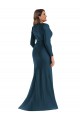 Best Long Sleeves Draped Wrap Formal Silky Satin Mermaid Bridesmaid Dress / Prom Dress with Front Slit UK