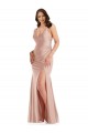 Best Deep V-Neck Formal Silky Satin Mermaid Bridesmaid Dress / Prom Dress with Side Slit UK