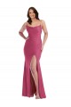 Best Cowl-Neck Open Tie-Back Formal Silky Satin Mermaid Bridesmaid Dress / Prom Dress with Frong Slit UK