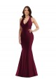 Best Plunge Neckline Cutout Low Back Formal Silky Satin Mermaid Bridesmaid Dress / Prom Dress UK
