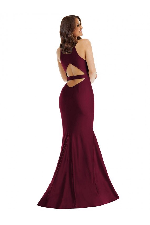 Best Plunge Neckline Cutout Low Back Formal Silky Satin Mermaid Bridesmaid Dress / Prom Dress UK