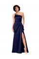 Best One Shoulder Formal Silky Satin Bridesmaid Dress / Prom Dress with Skirt Slit UK