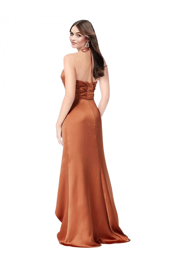Best Faux-Wrap Skirt Formal Silky Satin Bridesmaid Dress / Prom Dress UK