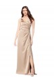 Best Formal Silky Satin Bridesmaid Dress / Prom Dress with Draped Surplice Bodice UK