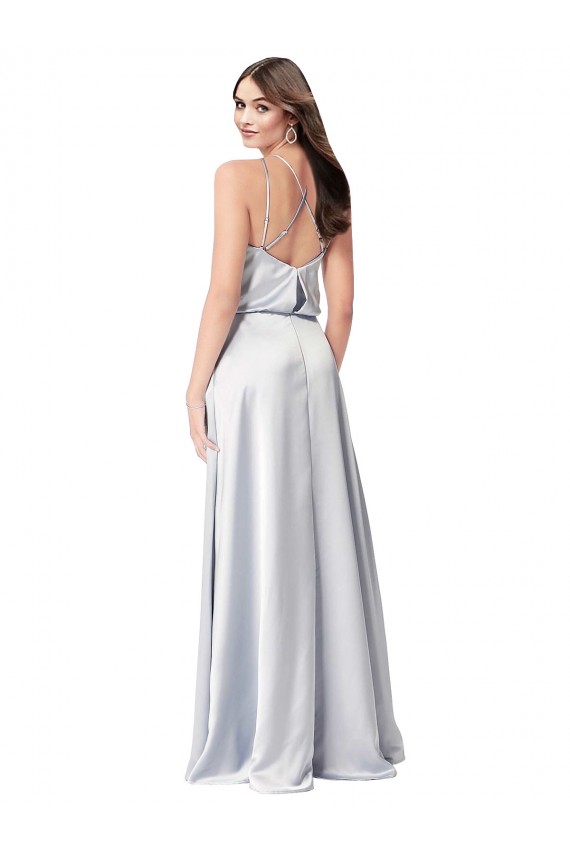 Best Halter Neck Formal Silky Satin Bridesmaid Dress with Strappy Back UK