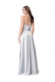 Best Halter Neck Formal Silky Satin Bridesmaid Dress with Strappy Back UK