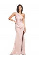 Best Full Length Ruched Formal Silky Satin Bridesmaid Dress / Prom Dress with Low Back and High Split UK