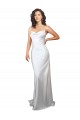 Best Simple Sweep Train Low Back Tie Cowl Neck Long Silky Satin Beach Wedding Dress UK