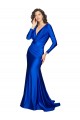 Best Deep V-Neck Long Sleeves Formal Silky Satin Bridesmaid Dress / Prom Dress UK