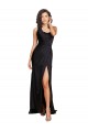 Best Full Length One Shoulder Ruffled Long Formal Silky Satin Bridesmaid Dress / Prom Dress with High Slit UK