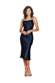 Best Cocktail Length Sleeveless Spaghetti Straps Cowl Neckline Formal Silky Satin Bridesmaid Dress / Prom Dress UK