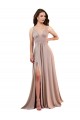 Best Long A-Line Plunge V-Neckline Formal Spandex Bridesmaid Dress / Prom Dress with Slit UK