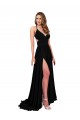 Best High Slit Open Back Long Formal Spandex Bridesmaid Dress / Prom Dress with Lined Crossover Bust UK