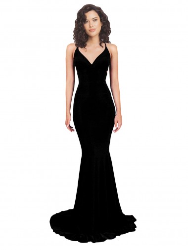 Best Fishtail Shaped V-Neck Open Back Formal Spandex Bridesmaid Dress / Prom Dress UK