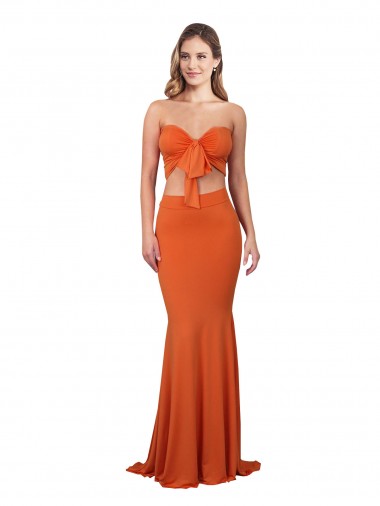 Best Strapless Bandeau Bodice Long Formal Spandex Bridesmaid Dress / Prom Dress UK
