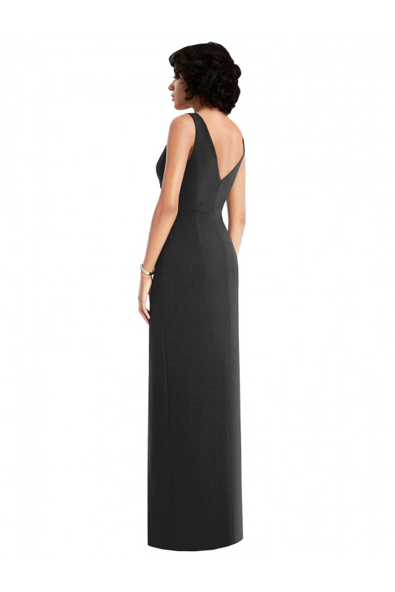 Best Draped Wrap Formal Maxi Spandex Bridesmaid Dress / Prom Dress with Front Slit UK