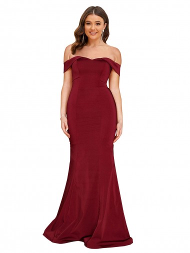 Best Off Shoulder Sleeves Sweetheart Neckline Long Formal Spandex Bridesmaid Dress / Prom Dress UK