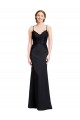 Best Long Chiffon Bridesmaid Dress / Prom Dress with Lace Bodice and Curved V-Neckline UK