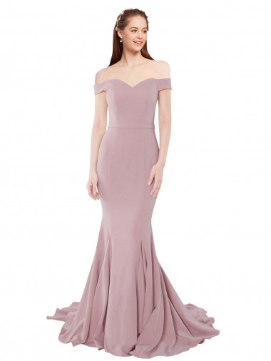 Best Off the Shoulder Mermaid Long Sweep Train Bridesmaid Dress / Prom Dress UK