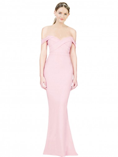 Best Full Length Off the Shoulder Bridesmaid Dress / Prom Dress with Twist Front UK