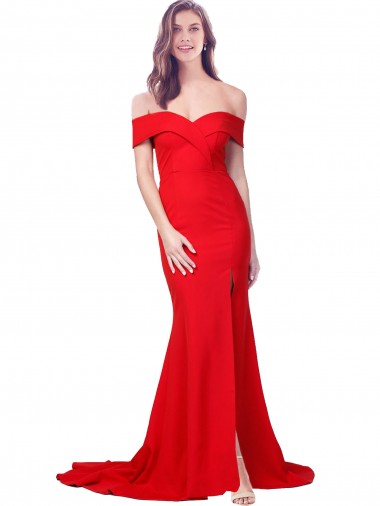 Best Criss Cross Full Length Long Formal Crepe Bridesmaid Dress / Prom Dress with Side Split UK