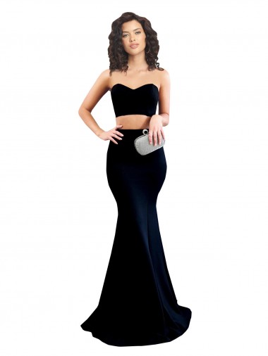 Best Two Piece High Neck Formal Crepe Bridesmaid Dress / Prom Dress UK