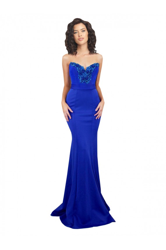 Best Sweetheart Flower Neckline High Neck Formal Crepe Bridesmaid Dress / Prom Dress UK